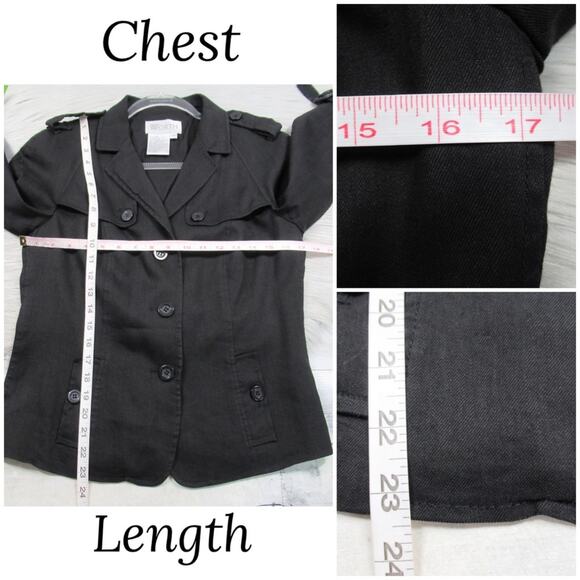 WORTH Black Linen Blend Button Front Jacket Women’s Size 8 - Picture 9 of 10